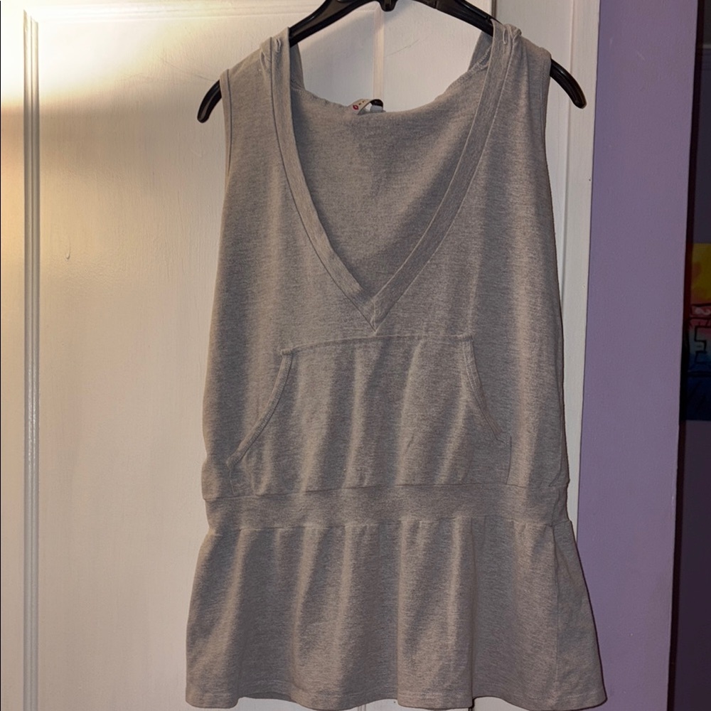 Gray Peplum Sleeveless Tank Top